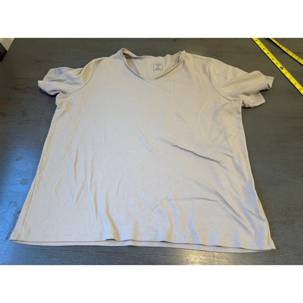 Hasting & Smith Women 2X Tan gray  V-Neck Short Sleeve T-Shirt Plus Size Cotton